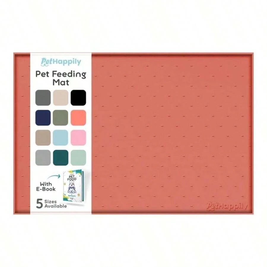 Dog Food - Raised Edges Dogs Food And Prevent Spill, Waterproof Food Mats Protect Floors, Easy Clean Dog Bowl Mats Food And, Silicone Pet Food Tray - 24" X 15" + Burnt Coral - View 1