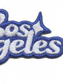 1PC Los Angeles Sparkle Script Patch White/Blue Baseball Sports Embroidered Iron On