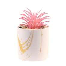 Multiple Options Realistic Succulent Plants Potted, Gold Rim White Ceramic Cup, Office Desk Decor, Home Decoration, Desktop Ornament, Birthday Gift - White - View 8
