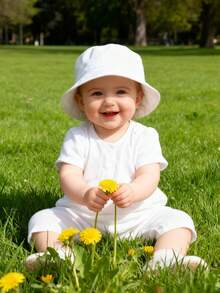 1顶婴儿/幼儿女童UPF 50+宽檐遮阳帽，适合户外玩耍和游泳池使用 - 彩色 - 查看 2