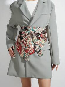 1pc Elegant Belt, Colorful Chinese Style Fashion Versatile Tie-Waist Cinch Belt For Dresses, Shirts, Coats, Suitable For Parties, Holidays, Dates, Galas, Winter - Color (Black) - View 1