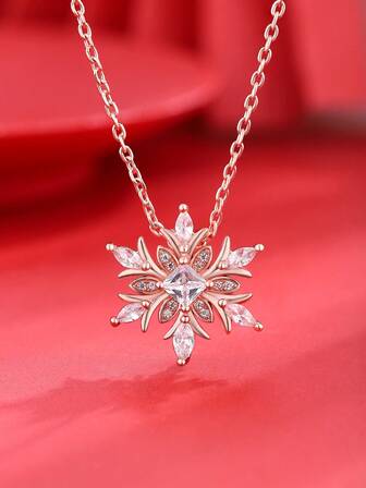 1 pieza Collar con colgante de copo de nieve de moda, regalo de Navidad elegante para la mejor amiga, novia, joyería romántica para Navidad y Año Nuevo