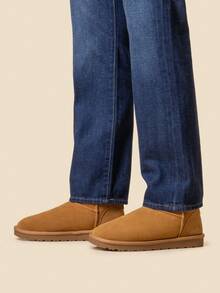 Men's Winter Boots Cozy Suede Leather Warm Fuzzy Lining Outdoor Comfort Cold Weather Casual - Maroon - View 6