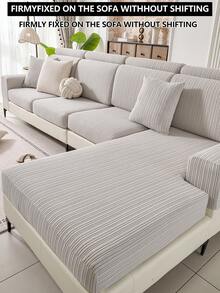 1件装弹力加厚保暖沙发套，防滑全包覆式沙发座套，四季皆宜，面料厚实，可机洗，防尘，宠物友好，适用于卧室、办公室、客厅，L型沙发，1/2/3/4人座沙发。 - 淺灰色 - 查看 6