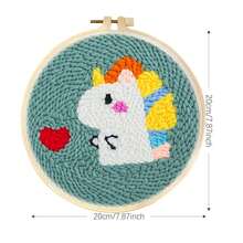 Animal Pattern DIY Punch Needle Embroidery Kit Yarn And Adjustable Embroidery Easy To Use DIY Tools Set For Beginner