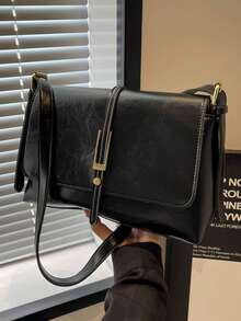 Bolso de hombro cuadrado de unicolor de estilo casual y elegante para ir al trabajo