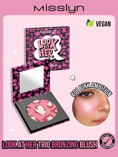 MISSLYN-Look At Her腮红粉，情人节，情人节礼物，双色修容腮红，高显色度修容腮红粉，不褪色修容腮红粉，持久修容腮红粉，光泽修容腮红粉，轻盈修容腮红粉