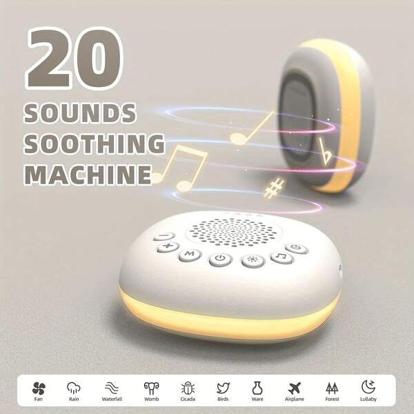 Mini Speaker, USB White Noise Machine With Soothing Music, Volume Control, Timer Settings, 20 Soothing Sounds, Mini Size Music Player For Home, Outdoor, Travel