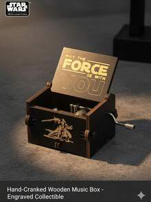 StarWars Stern Wars Holz-Geschnitzte Spieluhr, Holz-Samurai-Schnitzerei, bemalte Spieluhr, Geschenk zum Kindertag, Anime-Zubehör, Fan-Gedenkgeschenk, Geschenk für Tochter, Sohn, Freund, Klassenkameraden, Geburtstagsgeschenk, exquisites Geschenk, Heimdekoration, Raumdekoration, Partydekoration, kleines Hängegeschenk, Spieluhr, Halloween, Weihnachtsgeschenk