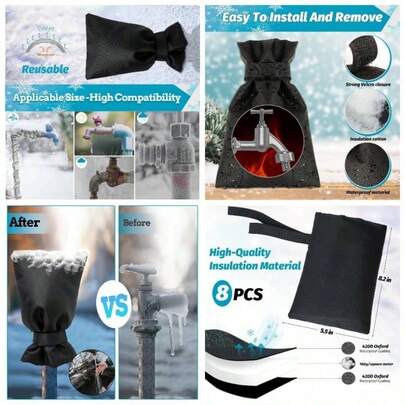 Outdoor Faucet Covers Winter, 2 Packs Faucet Cover Freeze, Insulated Anti - Freeze Waterproof Material, Reusable Faucet Cover Socks Various Faucet Spigot, Pipe, Garden Hose Bib