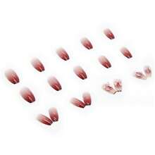 Pink Butterfly Press On Nails Cute Coffin Medium Fake Nails Tips Full Cover Gradient False Nails For Women And FFgirls 24PCS{Inchcolor_nameinch:InchNails-02inch} - 指甲-02 - 查看 4