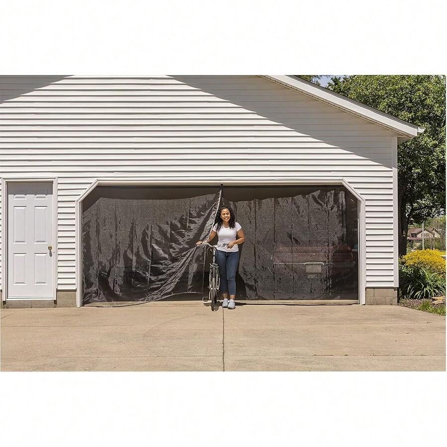 Brand Hands-Free Magnetic Double Garage Door Screen, Black, 84 X 192 Inches{Inchsize_nameinch:InchDoubleGarageDoorinch,Inchstyleinch:InchDoubleGarageDoorinch} - DoubleGarageDoor - View 1