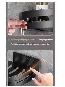 1 Stück bohrfreies Dreieckregal, Eckregal mit Haken, Aufbewahrungsregal für Studentenwohnheime, Duschablage, Aufbewahrungsregal für Bad und Küche