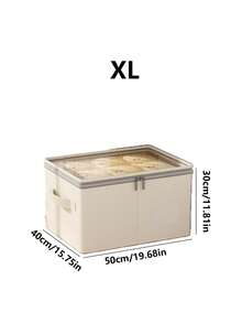 1pc Visible Tianshan Linen Storage Box Thickened Washable Large Capacity Clothing Sorting Organizer Household Bedroom Foldable Container Dust-Proof Fabric Storage Solution Home Organization - Multicolor - View 11
