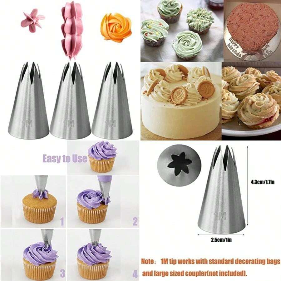 Juego de boquillas de pétalos de rosa, boquillas de glaseado de flores, para glaseado de pasteles, herramientas de decoración de pasteles, 7 unidades(A) - Tipo 1 - Ver 1