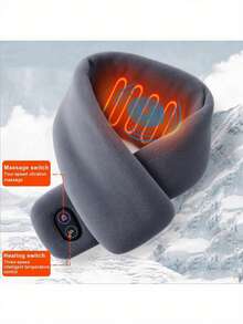Heated Scarf And Neck Warmer With USB Heating And Massage Functions For Winter Warmth - Grey - View 2