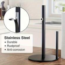 1pc Stainless Steel Kitchen Paper Towel Holder With Weighted Base - Heavy Duty Countertop Organizer, Space-Saving Design, Fits Paper Towels, Toilet Paper, Kitchen Roll Holder, Wall-Mounted Storage, Modern Kitchen Accessory, Durable Kitchen Supplies, Wall-Mounted Dispenser - Multicolor - View 7