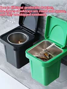 Stainless Steel Wall Mounted Ashtray With Lid, Trash Can Shape - Anti-Flying Ash, Creative Home And Bathroom Decoration, Suitable For Living Room, Bedroom, Holiday Gift