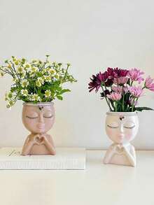 Makeup Brush Storage Box, Heart-Shaped Succulent Planter Pot Home Decoration, Cute Girl Design Pen Holder, Multi-Functional Plastic Vase-Style Makeup Brush Storage Box, Living Room And Office Desk Decoration Bag, Room Decoration, Cosmetic Storage, Dressing Table Accessories, Makeup Bag, Makeup Pouch, Jewelry Box, Storage Bag, Makeup Brush Storage Box, Brush Holder, Perfume Storage Box, Storage Bag. - 彩色 - 查看 5