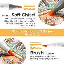 Ohuhu Alcohol Markers: Soft Chisel Red Dot Design Award Winner 48-Color Brush & Soft Chisel Dual Tips Drawing Markers For Artists Beginners Adults Coloring Illustration Sketching - Honolulu S - Multicolor - View 3