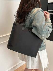 Eine einfache und vielseitige Lässig Shopper Tasche in Unifarbe, großes Fassungsvermögen, mit Reißverschluss, kann als Schultertasche getragen werden, geeignet für Einkaufen, Urlaub, Arbeit und Pendeln sowie andere Anlässe.