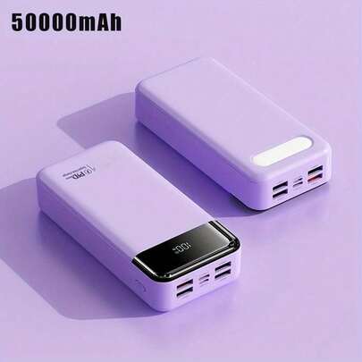 50000mAh Power Bank with Built in Cables, 22.5W Fast Charging Battery Pack, Portable Phone Charger for Travel Camping Essential,External Backup Power Charger with USB-C for Cell Phones