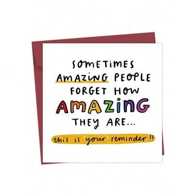 1 Pc Youre Amazing Card With This Is Your Reminder Youre Amazing Quote Appreciation Congratulations Card Perfect For Thank You Card Gift Card Greeting Card Birthday Card Christmas Card Encouragement Gift With Envelope