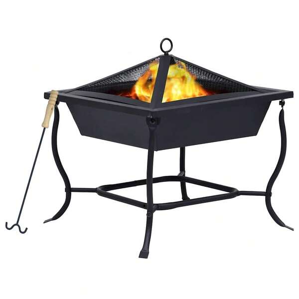 vidaXL Feuerstelle Schwarz 42x42x45 Cm Stahl