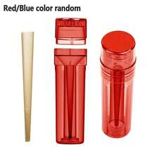 1 pieza Molinillo de plástico para tabaco y hierbas de color rojo y azul aleatorio con rellenador de cono pre-enrollado - Multicolor - Ver 4