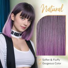 Lady Miranda Purple Bob Wig With Bangs Short Straight Ombre Wig Middle Part With Bangs Bob Hair Wigs Synthetic Grey To Purple Wigs For Women Daily Party Wig For Women{Inchcolor_nameinch:Inch1-GreyOmbrePurpleinch} - 1-灰紫色 - 查看 7