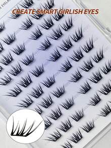60 piezas de pestañas postizas sin pegamento, pestañas en racimo individuales, naturales y gruesas para el maquillaje de ojos de Año Nuevo, sin irritación - C - Ver 4