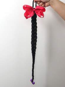 Kids Wig Braid Ponytail With Bow Fuffy Imitation Fried Dough Twists Braid Ponytail Wig 1pc - Natural Black - View 12