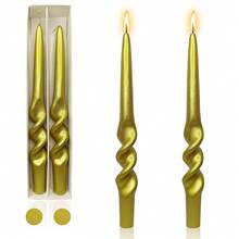 Taper Candle Gold Candlesticks,10 Inch Golden Twisted Candles Long Candle Sticks Metallic Tapered Candles For Table Decor Christmas Gift Idea,3D-MT-Gold{Inchcolor_nameinch:InchGoldinch,Inchsize_nameinch:Inch9INCHinch} - 金子 - 查看 1