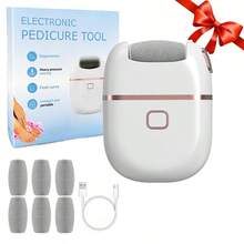Rechargeable Electric Foot Grinder, Electric Callus Remover, 6 Replaceable Grinding Heads, Thick Head For Thick Polishing, USB Charging, 500mAh Lithium Battery Long Lasting, Portable And Easy To Use, Skin Care, Suitable For Cracked And Dry Skin, Hand And Foot Care Tool, Great Gift - Multicolor - View 10