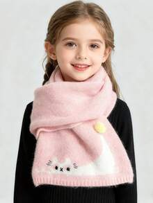 1 قطعة وشاح ناعم مصنوع من الصوف بتصميم قطة كرتونية دافئ، وشاح جميل بتصميم حيوان للبنات والطالبات للاستخدام الخارجي، هدية مثالية لعيد الميلاد والشتاء