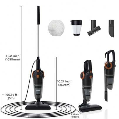 sejoy Sweepsauger, leichter 3-in-1-Stromsauger mit Portable, leistungsstarker Sauger für kleine Schlafzimmer, tragbar mit HEPA-Filtern, für Sofa, Vorhänge, Hartboden, Tierhaal