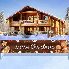 1 pieza Bandera de decoración navideña, fondo de tela con estampado de Papá Noel, muñeco de nieve, árbol de Navidad y hombre de jengibre, para decoración de fondo de fiesta de Navidad, decoración colgante de valla de pared navideña, decoración colgante de patio y jardín navideño, suministros para eventos y fiestas navideñas en el hogar - Multicolor - Ver 10