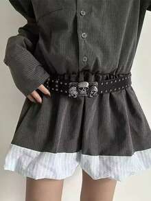 女士设计师腰带，高品质奢华品牌朋克哥特铆钉黑色牛仔裤，男女通用腰带，男士爪形骷髅扣腰带 - 彩色 - 查看 5