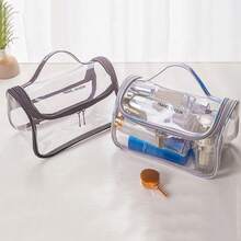 Bolsa cosmética transparente de PVC, impermeable y organizadora de viaje - Gris - Ver 2