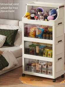 1个可折叠塑料双门储物柜，便携式衣柜，家居收纳整理柜，适用于客厅、厨房、浴室、卧室、玩具收纳、零食柜，圣诞节和万圣节礼物 - 透明 - 查看 4