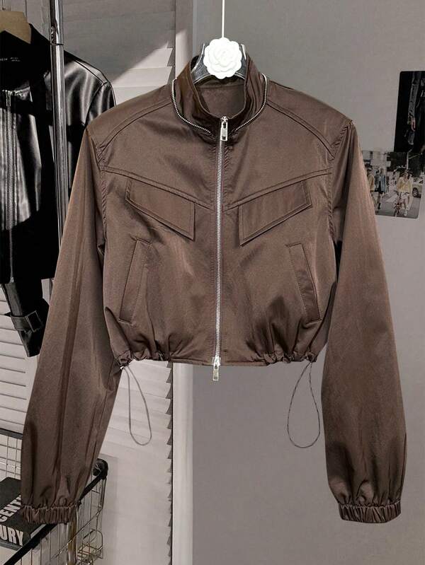 Chaqueta de invierno de Navidad para mujer estilo coreano Y2K, chaqueta bomber de otoño e invierno casual para calle, deportes al aire libre, ejercicio, viajes, impermeable, protección solar, con cremallera doble. Colección de ropa de estilo Acción de Gracias, chaqueta marrón, conjunto de Acción de Gracias para mujer