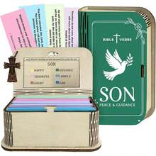 Unique Emotional Prayer Card Holder For Encouragement, Comfort & Reflection With Color-Coded Sentiment System - Artisanal Wooden Keepsake Note Box Designed - Green - (son) - View 12