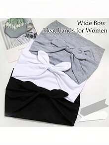 1pcs Women Bow Rabbit Ear Headbands, Boho Style Extra Wide Cute Rabbit Ear Knotted Headbands, Halloween Headpiece, Fall, Women Headwrap, Elastic Solid Bow Hair Accessories, Suitable For Fitness/Yoga/Sports/Outdoor, Solid Color Casual Headbands, All Season Winter Scarf - Nhiều màu - Xem 4
