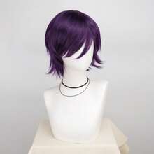 Men Women Short Layered Short Wigs Bangs Straight Synthetic Wig Heat Resistant Fiber Hair Halloween Party Cosplay Parties Costume - Multicolor - View 5