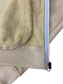 1pc Men's Thermal Lined Hooded Long Sleeve Jacket, Casual Sherpa Thermal Lined Zip-Up Jacket, Fall/Winter - Khaki - View 4