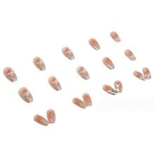 Blush Press On Nails Cute Coffin Medium Fake Nails Tips Full Cover Bling Cat Eyes False Nails For Women And FFgirls 24PCS{Inchcolor_nameinch:InchNails-06inch} - 指甲-06 - 查看 5