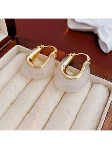 Andkiss 1 Pair U-Shaped Earrings Suitable For Women's Everyday Wear - 圖片款 - 查看 1