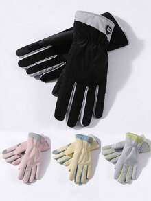 1 Pair Women's Winter Gloves, Thickened And Plush-Lined Touch Screen Warm Gloves For Riding, Mountaineering, Skiing, Windproof And Cold-Resistant, Motorcycle Plush Gloves, Touchscreen Gloves Waterproof Fabric