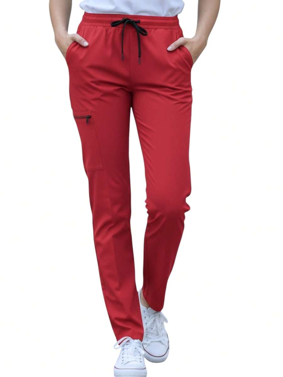SOULMATE Alex_a Lady Surgical Pants - Red - View 1