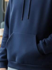 Kids' Sweatshirt, Warm Hoodie, Plain  Hoodie, Unisex Colors, Sizes 2 To 16, Premium - 藏蓝色 - 查看 3